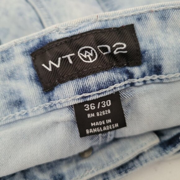 WT O2 Stonewashed Jeans Mens Size 36 X 30 Straight Leg Mid Rise Denim Pants - Picture 6 of 7